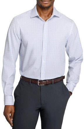 W.R.K Slim Fit Microcheck Performance Dress Shirt in White/Silver at Nordstrom, Size 16.5 - R