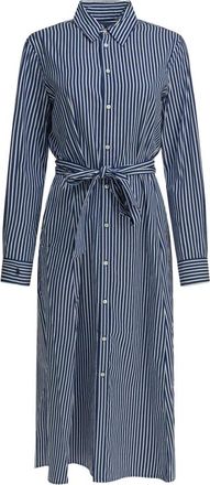 Polo Ralph Lauren Kleedjes, Dames, Blauw, L, Katoen, Gestreepte Katoenen Popeline Shirtdress met Panelen