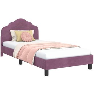 vidaXL Cama Para Ni&ntilde;os Con Cabecero Morado 90 X 190 Cm Terciopelo Vidaxl