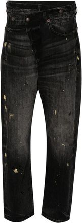 R13 mid-rise straight-leg jeans - women - Cotton/Calf Leather - 26 - Black