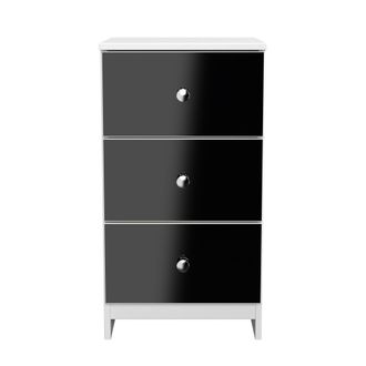 Lewis's Yarmouth 3 Drawer Bedside Cabinet in Black & White Matt - Ready Assembled - Lewiss Home | TJ Hughes