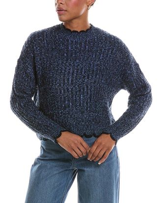 Autumn Cashmere Tipped Ladder Stitch Crewneck Sweater
