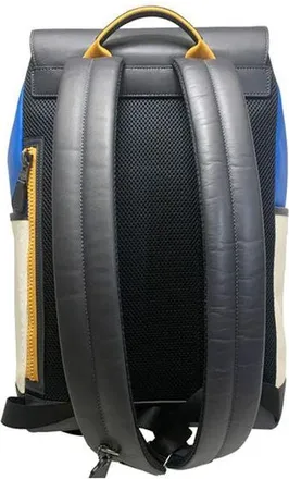 Coach Unisex Backpack Yellow-Bright Blue-Chalk-Beige Coated Canvas Leather