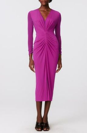 Diane Von F&uuml;rstenberg Hades Two-Tone Long Sleeve Midi Dress in Purple Wine at Nordstrom Rack, Size Medium