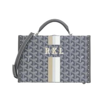 Goyard Pre-owned Grand Hotel Coated Canvas Cow Leather Shoulder Bag - Dames - Pre-owned - Grijs - Maat: ONE Size Leer