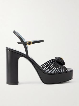 Valentino Garavani Sandali In Pelle Con Decorazioni E Plateau Royal 115 - Nero