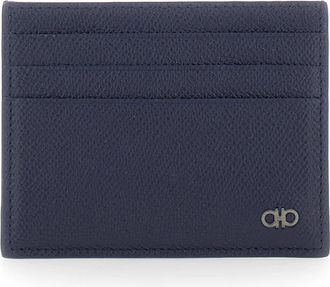 Ferragamo Micro Gancini Kaarthouder - Heren - Portefeuilles - Blauw - ONE Size - Leer - Accessoires