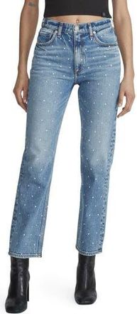 Rag & Bone Harlow Rhinestone Straight Leg Jeans in Evjewel at Nordstrom Rack, Size 23