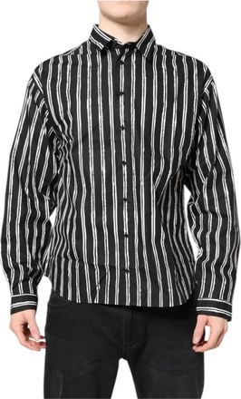 Dolce & Gabbana Gestreept katoenen overhemd - Heren - Casual Overhemden - Veelkleurig - L - Katoen - Overhemden