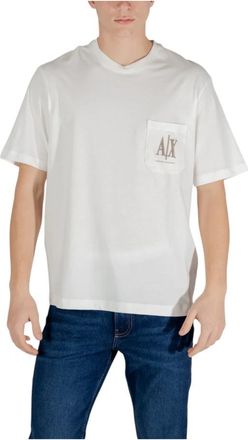 A|X Armani Exchange Gedrukt Ronde Hals T-Shirt - Heren - T-shirts - Wit - L - Katoen - Tops