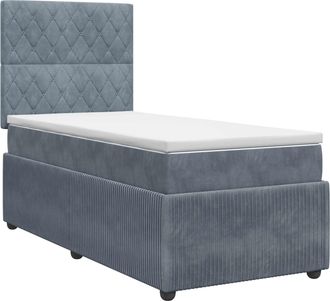 vidaXL Cama Box Spring Con Colch&oacute;n Gris Oscuro 100 X 200 Cm Terciopelo Vidaxl
