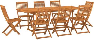 vidaXL Set Comedor De Jard&iacute;n 9 Piezas Madera Maciza Acacia 220x90x75cm Vidaxl