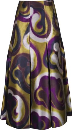 Odeeh Swirl geplooide midi-rok - Geel