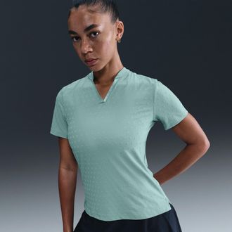 Nike Womens Tour Dri-FIT Short-Sleeve Blade Jacquard Golf Polo in Green | FZ6302-017