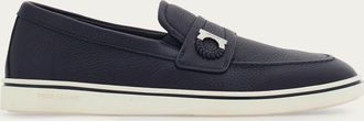 Ferragamo Men Boat shoe loafer with Gancini detail Blue Size 10.5