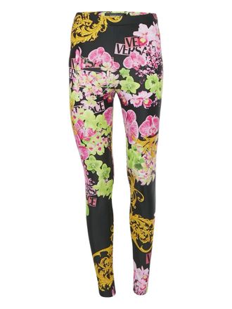 Versace Legging met bloemenprint - Zwart