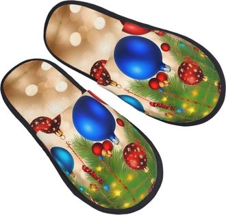 Generic Fuzzy Slippers Merry Christmas Printing Fluffy Slippers Comfy Soft House Slipper For Indoor Bedroom Bathroom M