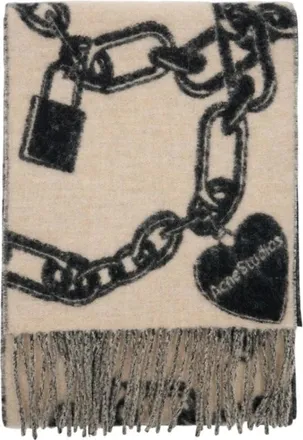 Acne Studios Winter Scarves, unisex, Black, Size: ONE SIZE Fringed Scarf