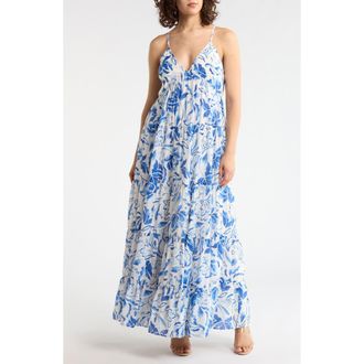 Halogen V-Neck Sleeveless Tiered Dress in Turtledove at Nordstrom Rack, Size X-Large