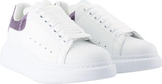 Alexander McQueen Womens Python-Trim Calfskin Sneaker White