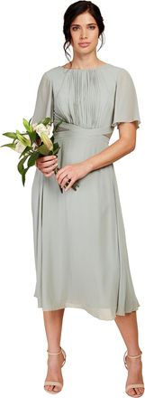 Little Mistress Womens Waterily Cross Midi Bridesmaid Dress, Waterlily, UK 10.5