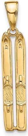 Diamond2Deal 14k Yellow Gold 3-D Snow Skis Pendant