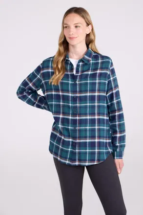Mountain Warehouse Dames/Dames Balsem Geborsteld Flanellen Longline Shirt (Teal)