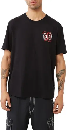 True Religion Relaxed Fit World Tour Logo Graphic T-Shirt in Jet Black at Nordstrom, Size Xxx-Large