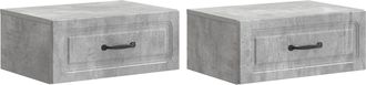 vidaXL Mesita De Noche De Pared 2 Uds. Gris Hormig&oacute;n 49 X 34,5 X 20 Cm Vidaxl