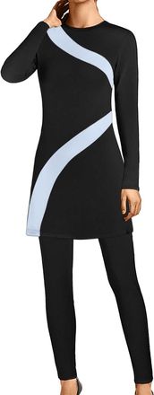Generic Full Cover Burkini Swimsuit 3 Pieces Set Women Muslim Long Sleeve Islamic Tops with Swim Leggings & Hijab Rash Guard Modest BeachwearSummer Products