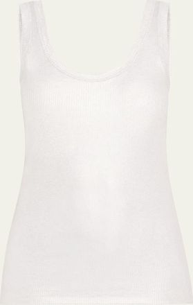 Brunello Cucinelli Scoop-Neck Foiled Jersey Ribbed Tank Top