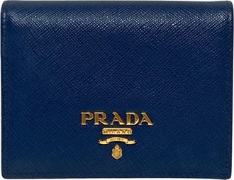 Prada Blue Leather Wallet (Bi-Fold) (Pre-Owned)