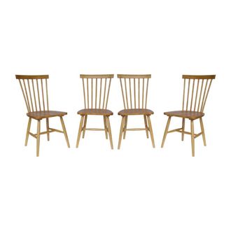 Sweeek Silla de madera de hevea, set de 4, natural