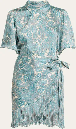 Cinq &agrave; Sept Hendrix Paisley Mini Shirtdress
