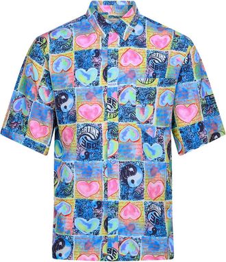 Martine Rose Boxy overhemd met harten - Blauw