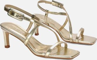 XY London Womens XY London Womens/Ladies Gabriella Metallic Square Toe Mid Stiletto Sandals - Metallic Gold - Size: 8