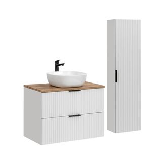 Petits Meubles Set mueble lavabo y columna estratificado Blanco