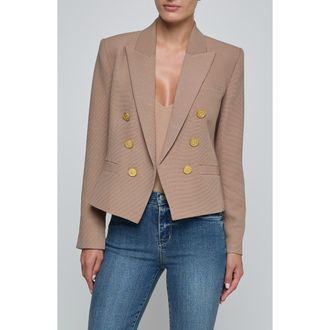 L'agence Brooke Texture Double Breasted Crop Blazer in Portabella/floral Tapestry at Nordstrom, Size 12