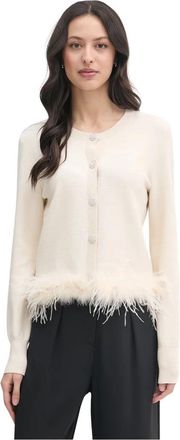 Oui Gebreide Cardigan met Veerdetails - Dames - Vesten - Beige - XS - Polyester - Truien & Vesten