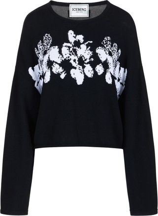 Iceberg Oversized Sweater met Ronde Hals - Dames - Ronde hals truien - Blauw - S - Katoen - Truien & Vesten