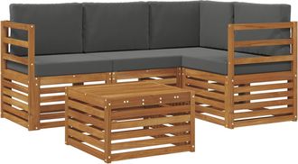 vidaXL Conjunto De Sof&aacute;s De Exterior 5 Uds. Natural Y Antracita Vidaxl