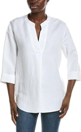 Anne Klein V-Neck Linen-Blend Tunic