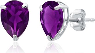 MAX + STONE 14k Yellow or White Gold Teardrop 8mm Gemstone Pear Shape Stud Earrings