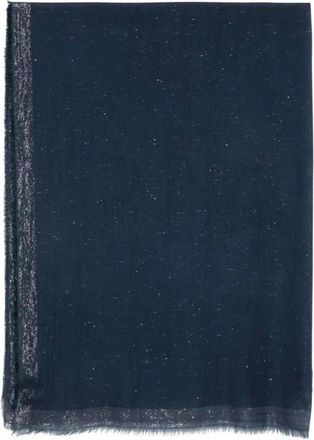 Faliero Sarti Accessoires, Dames, Blauw, ONE Size, Polyester, Sjaal met glittereffect en rafels