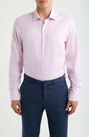 Eterna Royal Twill Slim Fit Solid Non-Iron Cotton Dress Shirt in Rose at Nordstrom, Size 16.5R