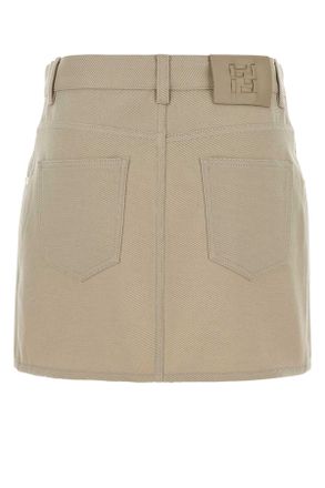 Fendi Womens Beige Drill Mini Skirt Lido-26 Exterior: Cotton Gonne