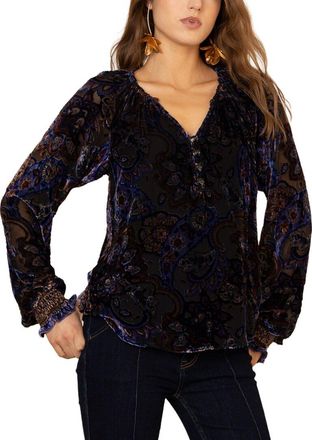Hale Bob Elyse Long Sleeve Silk-Blend Blouse