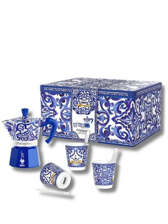 Bialetti x Dolce & Gabanna Moka Express Blu Mediterraneo set (three-person setting) - unisex - ceramic - OS - Blue