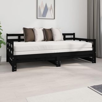 vidaXL Sof&aacute; Cama Extra&iacute;ble Sin Colch&oacute;n Negro 2x(90x190) Cm Vidaxl