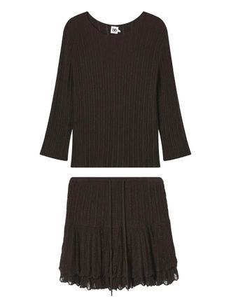 B+ab ribbed-knit mini skirt set - women - Cotton/Polyamide - S - Brown